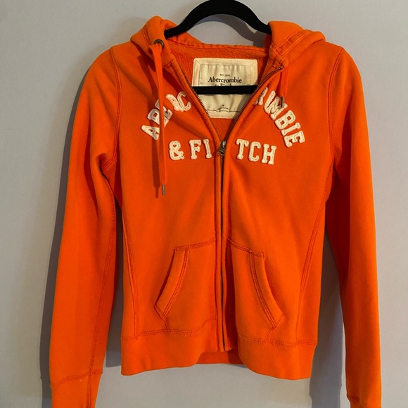 Abercrombie Fitch Orange Zip Up Hoodie 